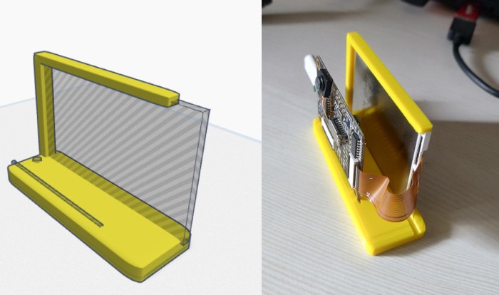 3D printed stand design (left) and the real thing(right) 